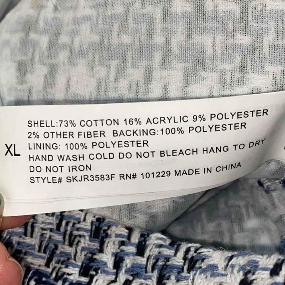 FRANCESCA’S Tweed Blue Black White Skirt